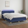 VidaXL Pat cu arcuri, saltea și LED, albastru, 140x190 cm, textil 3133955
