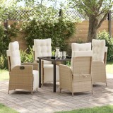 vidaXL Set de masă pentru grădină 5 pcs Bej Rattan poli