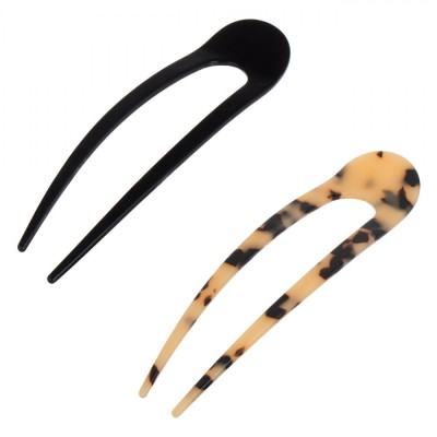 Set Agrafe Păr, Model Coc, Culoare Negru și Maro, Lungime 13cm, 2 Bucăți foto