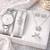 Set ceas dama lux argintiu cu bratara strasuri si ceas electronic