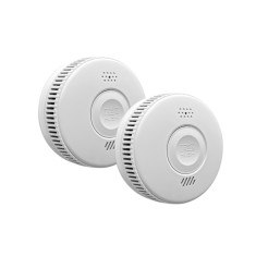 Set Detector de Fum ambrasmart Wireless pe Baterii, Aplicatie Tuya, Autonom, Senzor Generatie Noua, 85 dB, Alb, Detectare Avansata la 360 de grade a F