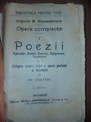 Opere complecte Poezii 1 - Grigore M. Alecsandrescu foto