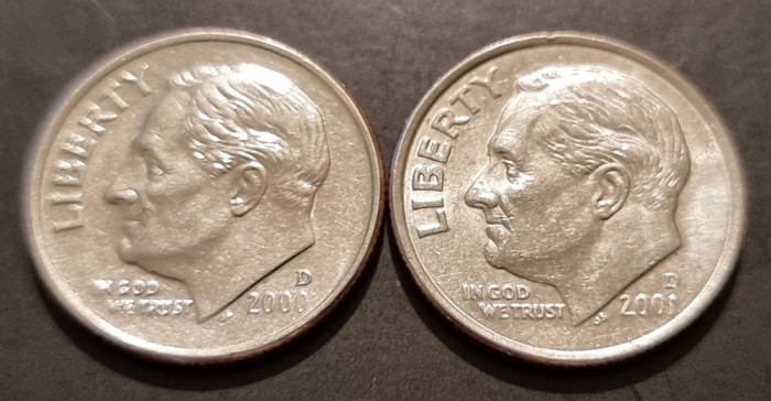 10 centi (one dime) SUA - 2000 D, 2001 D