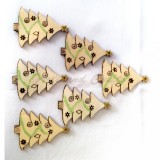 Set de 6 braduti de lemn, decoratiuni rustice de Craciun