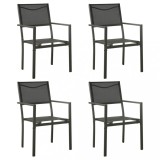 VidaXL Scaune de grădină, 4 buc., negru &amp; antracit, oțel &amp; textilenă 313078