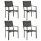Scaune de gradina, 4 buc., negru &amp; antracit, otel &amp; textilena