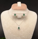 Set Argint Lantisor, Pandativ Si Cercei Rodiat -Green- Set05, Argintboutique
