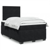 VidaXL Pat box spring cu saltea, negru, 120x200 cm, catifea 3293178