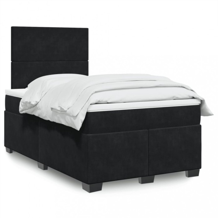 vidaXL Pat box spring cu saltea, negru, 120x200 cm, catifea 3293178