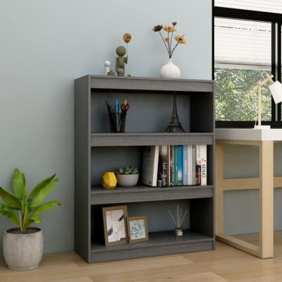 Bibliotecă/Separator cameră, gri, 100x30x103 cm, lemn masiv pin foto