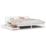 Cumpara ieftin Cadru de pat fara saltea, alb, 200x200 cm, lemn masiv pin