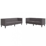 Cumpara ieftin Set canapele Chesterfield cu 2 locuri, gri, piele eco.