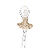 Ornament Brad Crăciun, Balerină, Fustă Glitter Bej, 17 cm, Transparent, Oem