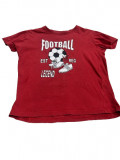 Tricou de baiat , culoarea rosu , model cu minge de fotbal , marimea 10 ani