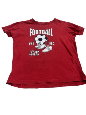 Tricou de baiat , culoarea rosu , model cu minge de fotbal , marimea 10 ani foto