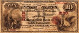 10 dolari 1874 Reproducere Bancnota USD , Dimensiune reala 1:1