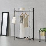 Dulap haine cu 2 rafturi 45 Kg negru 150 x 80 x 40 cm [en.casa] HausGarden Leisure