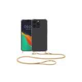 Husa Kwmobile pentru Apple iPhone 14 Pro Max, Silicon, Transparent/Auriu, 59105.21