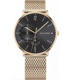 Cumpara ieftin Ceas Barbatesc Tommy Hilfiger Brooklyn 1791506, 40mm, Argintiu, Negru, Cronograf, Data, Afisaj 24h, Bratara Metalica Auriu Roz
