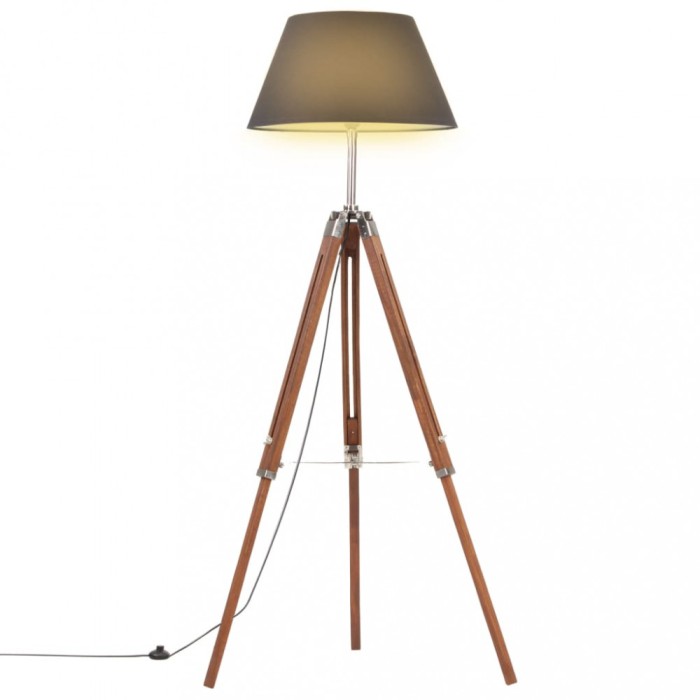 Lampă de podea trepied maro miere și negru 141 cm lemn de tec