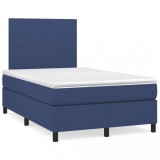 Cumpara ieftin Pat box spring cu saltea, albastru, 120x200 cm, textil