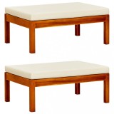 Set 2 Taburete Gradina Lemn Acacia vidaXL 85x57x29cm, cu Perne Crem - Mobilier Exterior Rezistent