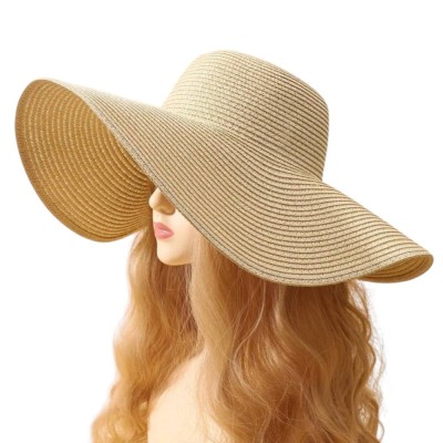 Palaria Mare pentru Femei, Stil Boho, Material Tip Paie, Usoara si Eleganta, Bej foto