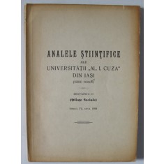 ANALELE STIINTIFICE ALE UNIVESRITATII &#039; AL. I. CUZA &#039; DIN IASI &#039; , SECTIUNEA III : STIINTE SOCIALE , TOMUL IV , ANUL 1958