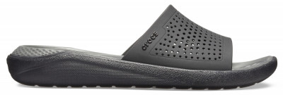 Papuci Crocs LiteRide Slide Negru - Black/Slate Grey foto