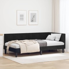 vidaXL Cadru de pat colțar cu headboard Negru 100 x 200 cm Catifea