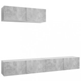 Cumpara ieftin Set de dulapuri TV, 3 piese, gri beton, lemn prelucrat
