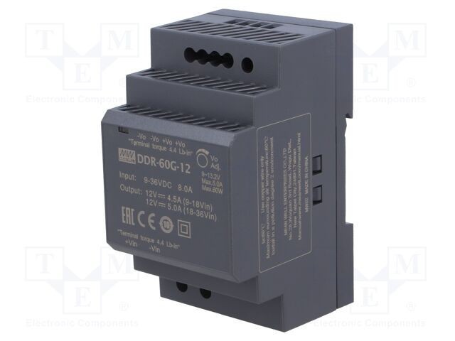 Convertor DC/DC 60W MEAN WELL 9-36VDC la 12VDC 5A DDR