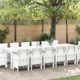 VidaXL Set masă grădină 15 pcs Alb mare Poliratan
