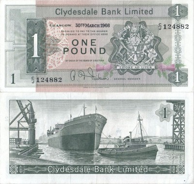 1966 (30 III), 1 pound (P-197a.3) - Scoţia - stare XF foto