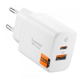 Incarcator Retea Spigen Essential, 20W, 3A, 1 x USB-A - 1 x USB-C, Alb ACH08704