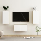 Cumpara ieftin Set dulapuri TV, 3 piese, alb și stejar Sonoma, lemn prelucrat