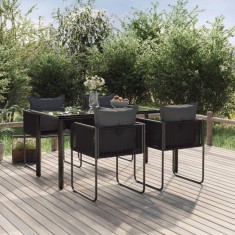 vidaXL Set de servit masa pentru grădină, 5 piese, negru 3156496