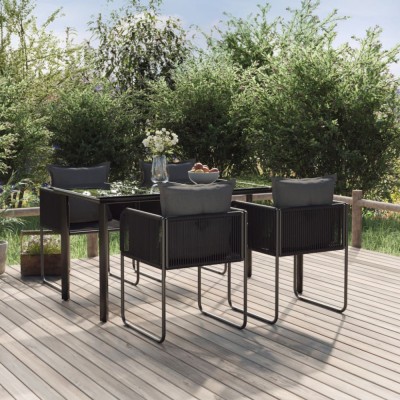 vidaXL Set de servit masa pentru grădină, 5 piese, negru foto
