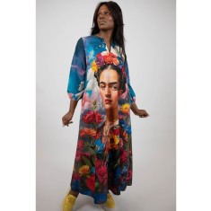 ROCHIE MAXI CU BUZUNARE SI MANECA LUNGA BLUE FRIDA TALIE UNICA Multicolora