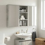 vidaXL Dulap de perete pentru baie cu raft Gri Beton 30 x 16 x 62,5 cm 889338