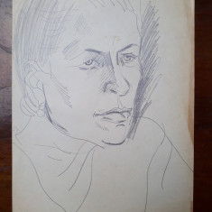 10. Portret de femeie, schita veche, desen vechi creion carbune