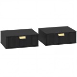 HOMCOM Set de 2 noptiere de perete, noptiere suspendate cu sertar ondulat, 40 x 30 x 15 cm, negru | Aosom Romania