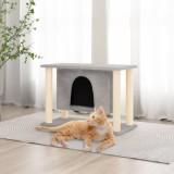 vidaXL Ansamblu de pisici, st&acirc;lpi din funie sisal, gri deschis, 50 cm