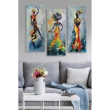 Cumpara ieftin Tablou MDF (3 bucăți) Marvellous African Lady, Multicolor, 50x70 cm