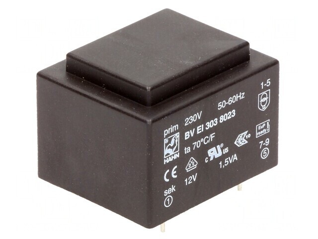 Transformator &Icirc;ncapsulat 1.5VA 230V la 12V 125mA PCB
