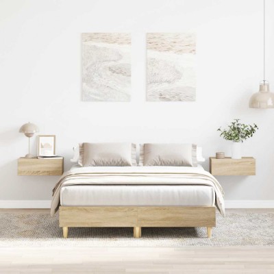 vidaXL Cadru de pat fără saltea Stejar Sonoma 135x190cm Lemn prelucrat foto