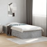 VidaXL Cadru de pat cu sertare, gri beton, 90x200 cm, lemn prelucrat