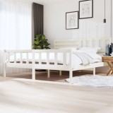 Cumpara ieftin Cadru de pat, alb, 200x200 cm, lemn masiv