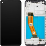 Display cu Touchscreen MP compatibil cu Samsung Galaxy A11 A115 / M11 M115, cu Rama, Negru