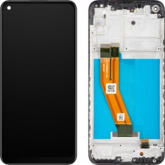 Display cu Touchscreen MP compatibil cu Samsung Galaxy A11 A115 / M11 M115, cu Rama, Negru foto